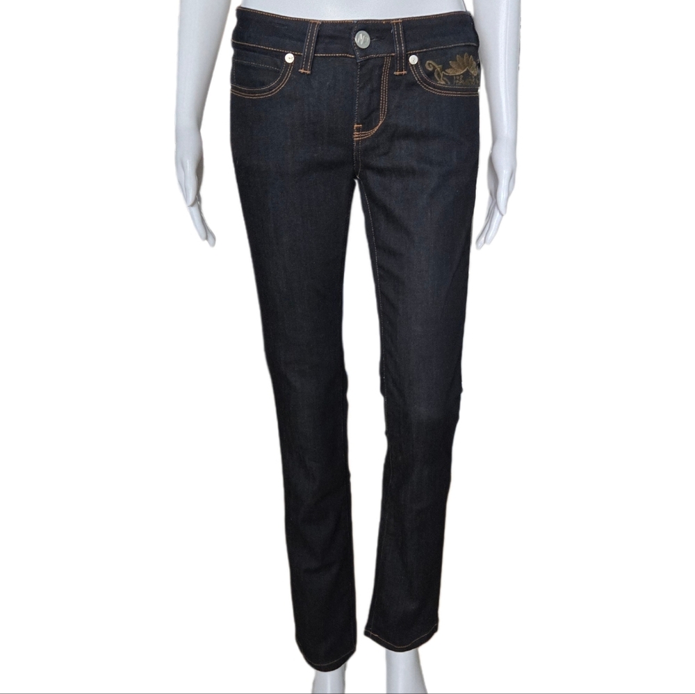 NFY NOTIFY Designer Diffusion Line Skinny Dark Wash Embroidered Pocket #228 LE